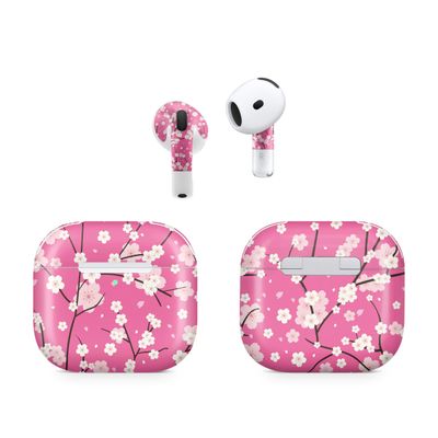 (2 Pack) Headphone Skin Compatible with Apple AirPods 4 - Sakura Pink - Premium 3M Vinyl Protective Wrap Decal Cover - Easy to Apply | Crafted in The USA by MightySkins