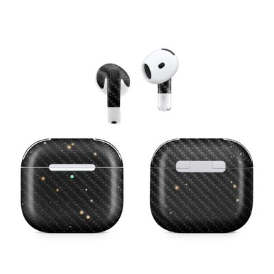 Carbon Fiber (2 Pack) Headphone Skin Compatible with Apple AirPods 4 - Deep Space - Premium 3M Vinyl Protective Wrap Decal Cover - Easy to Apply | Crafted in The USA by MightySkins