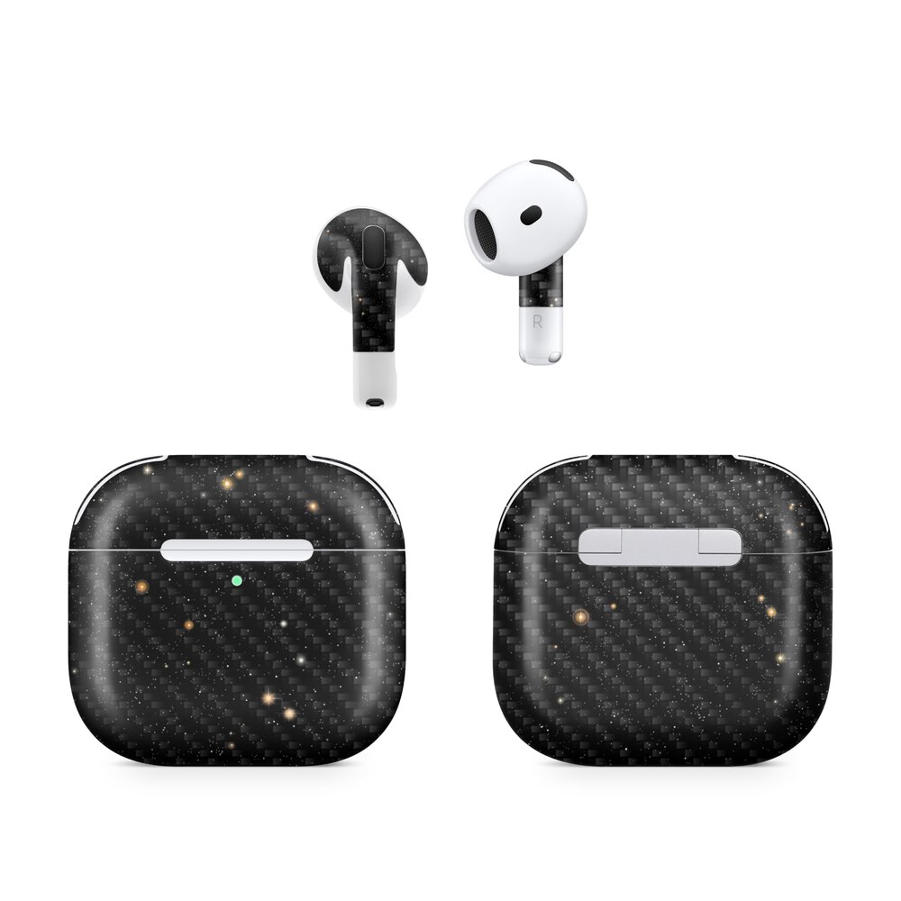 Carbon Fiber (2 Pack) Headphone Skin Compatible with Apple AirPods 4 - Deep Space - Premium 3M Vinyl Protective Wrap Decal Cover - Easy to Apply | Crafted in The USA by MightySkins
