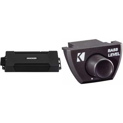 Kicker 48PXA10005 Weatherproof Powersport Amplifier - 4x100-Watt 4-Channel Full-Range with 600-Watt Subwoofer Channel w/Bass Knob Bundle