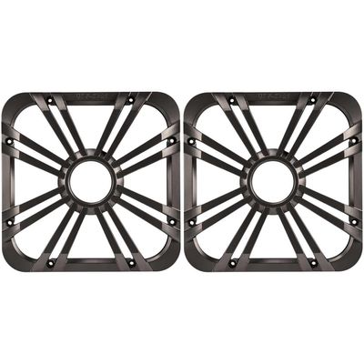 KICKER (2 11L710GLC 10-inch (25cm) Square Subwoofer Grille for 11S10L7,LED, Charcoal Bundle