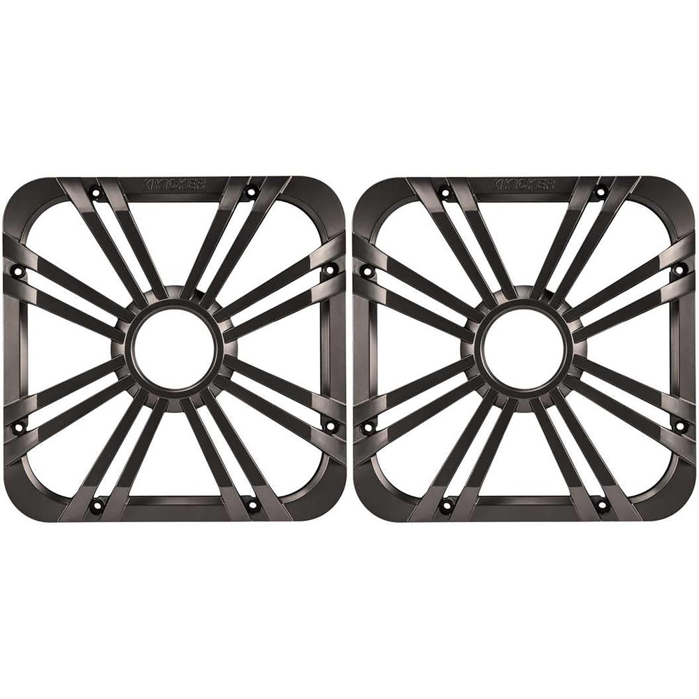 KICKER (2 11L710GLC 10-inch (25cm) Square Subwoofer Grille for 11S10L7,LED, Charcoal Bundle