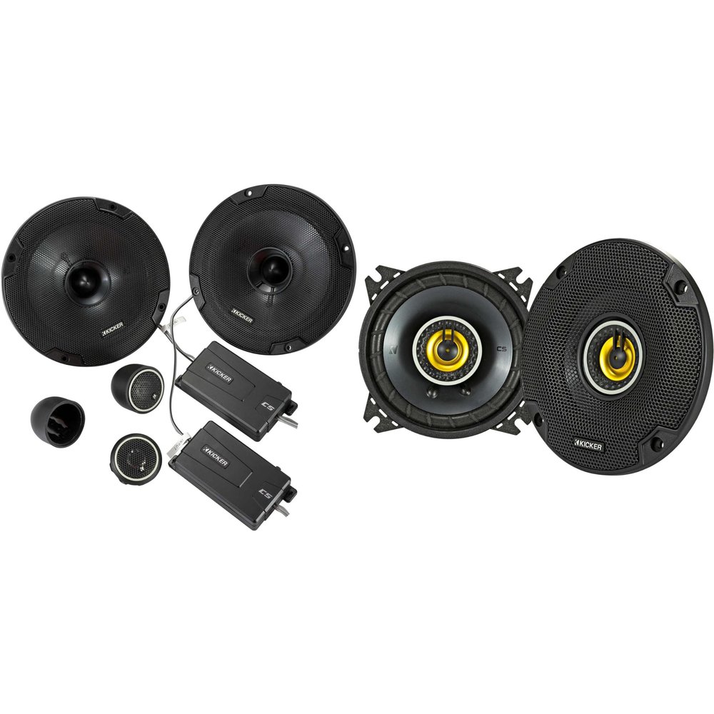 Kicker 46CSS674 CS-Series CSS67 6.75-Inch (165mm) Component System with .75-inch tweeters w/ 46CSC44 4" Coaxial Bundle
