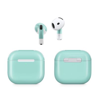 (2 Pack) Headphone Skin Compatible with Apple AirPods 4 - Solid Seafoam - Premium 3M Vinyl Protective Wrap Decal Cover - Easy to Apply | Crafted in The USA by MightySkins