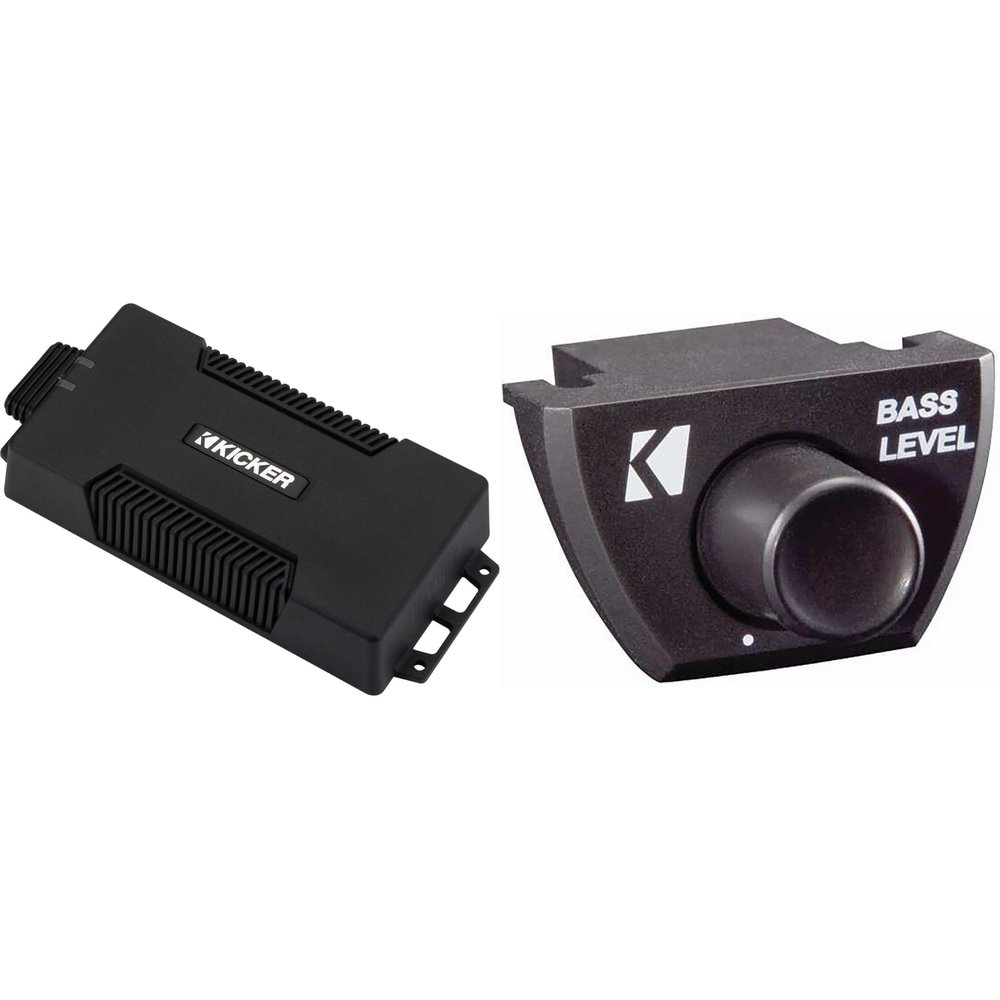 Kicker 48PXA4004 Weatherproof Powersport Amplifier - 4x100-Watt Full-Range Amplifier w/Bass Knob Bundle