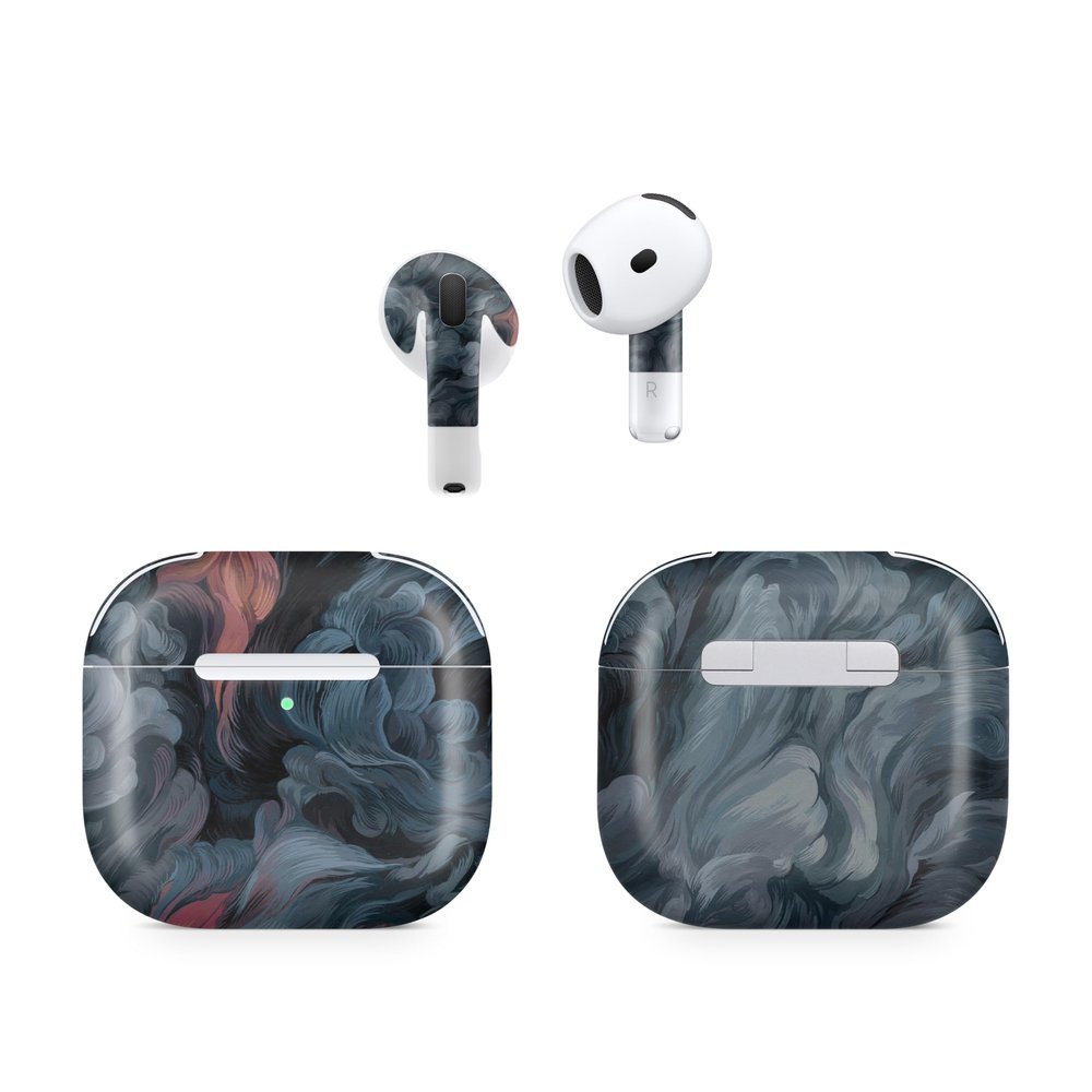 (2 Pack) Headphone Skin Compatible with Apple AirPods 4 - Storm Cloud - Premium 3M Vinyl Protective Wrap Decal Cover - Easy to Apply | Crafted in The USA by MightySkins