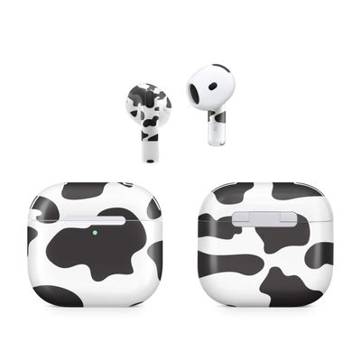 (2 Pack) Headphone Skin Compatible with Apple AirPods 4 - Cow Print - Premium 3M Vinyl Protective Wrap Decal Cover - Easy to Apply | Crafted in The USA by MightySkins