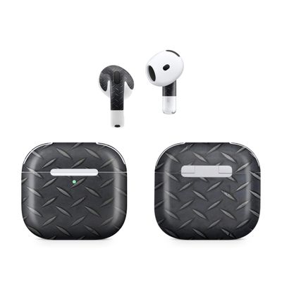 (2 Pack) Headphone Skin Compatible with Apple AirPods 4 - Black Diamond Plate - Premium 3M Vinyl Protective Wrap Decal Cover - Easy to Apply | Crafted in The USA by MightySkins