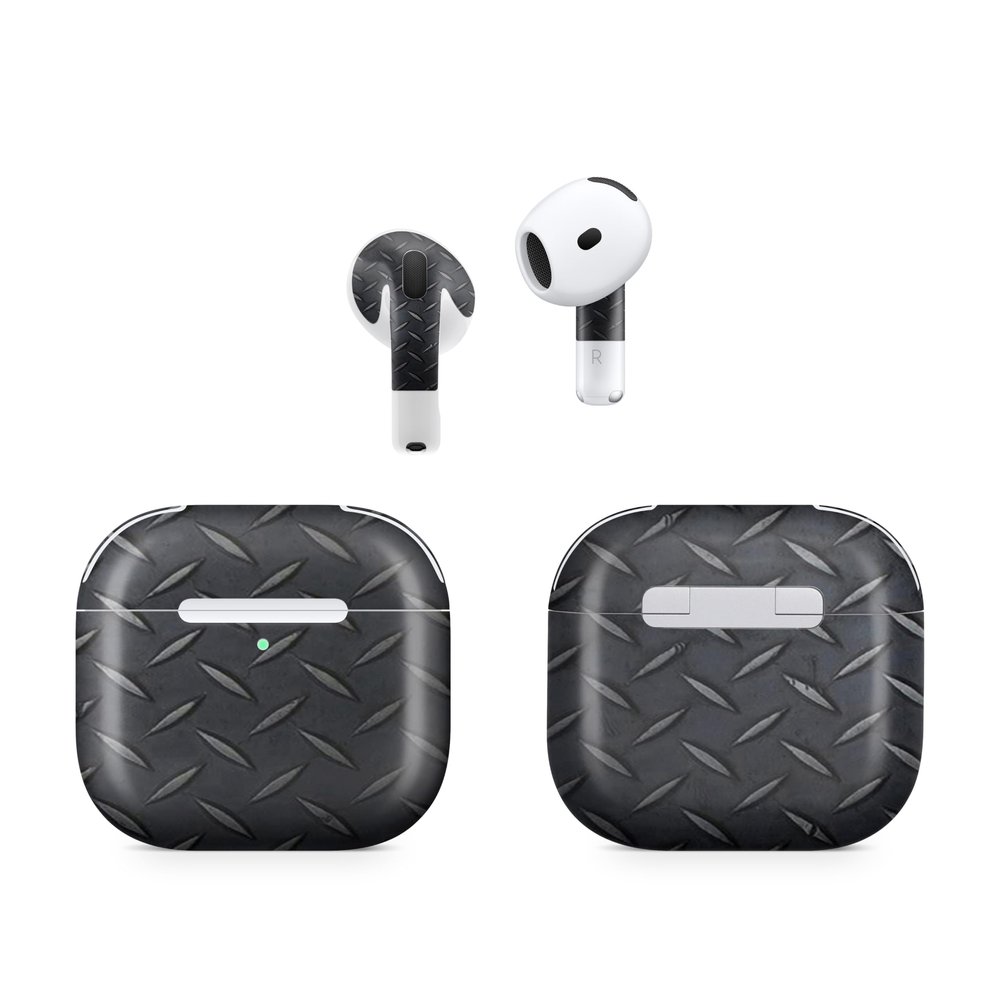 (2 Pack) Headphone Skin Compatible with Apple AirPods 4 - Black Diamond Plate - Premium 3M Vinyl Protective Wrap Decal Cover - Easy to Apply | Crafted in The USA by MightySkins