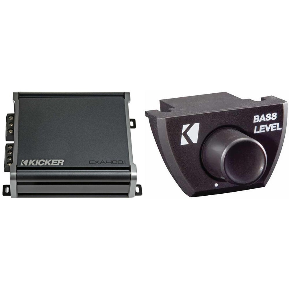 Kicker 46CXA4001 CXA4001-400-Watt Mono Class D Subwoofer Amp w/Bass Knob Bundle