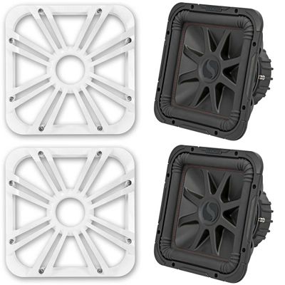Kicker (2) 45L7R124 L7R 12-Inch (30cm) Subwoofer, Dual Voice Coil, 4-Ohm w/White LED Grill Bundle
