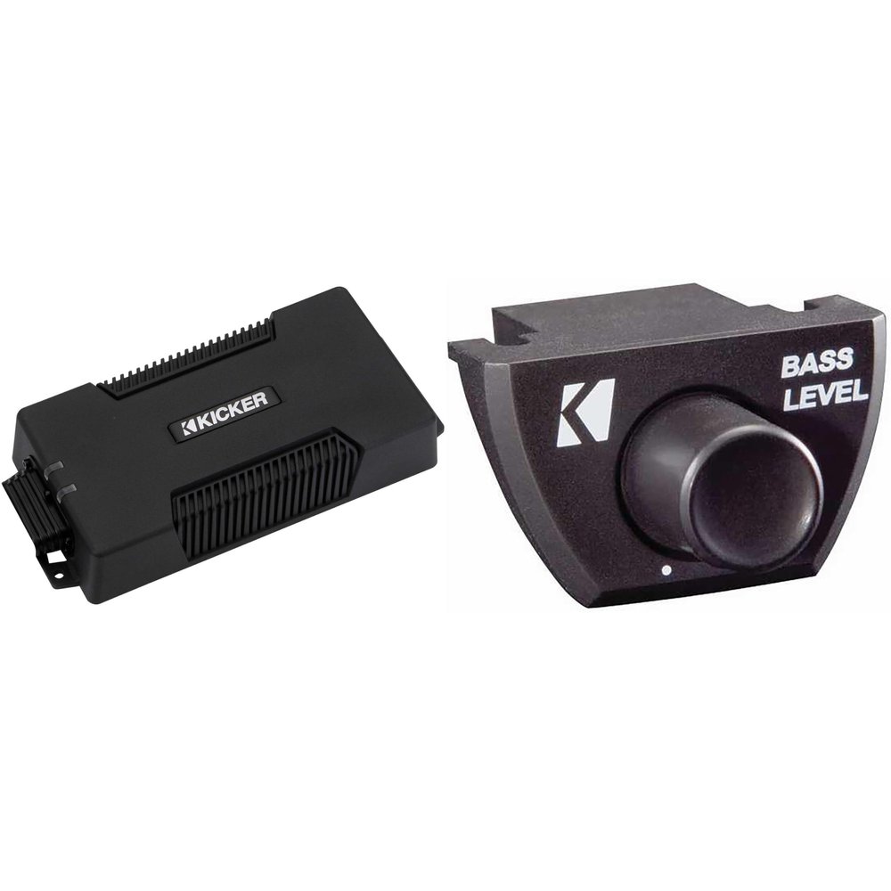 Kicker 48PXA3001 Weatherproof Powersport Amplifier - 300-Watt Mono Subwoofer Amplifier w/Bass Knob Bundle
