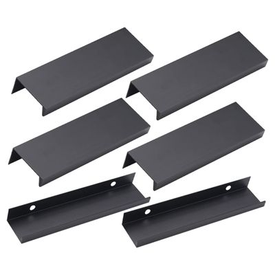 Yardenfun 6pcs Modern Black Aluminum Door Handles Brushed Cabinet Pulls Easy Install Kitchen Cabinet Handles for Living