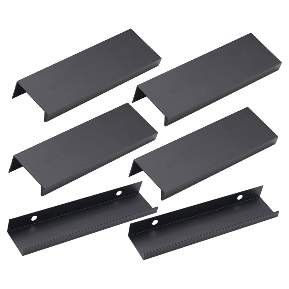 Yardenfun 6pcs Modern Black Aluminum Door Handles Brushed Cabinet Pulls Easy Install Kitchen Cabinet Handles for Living