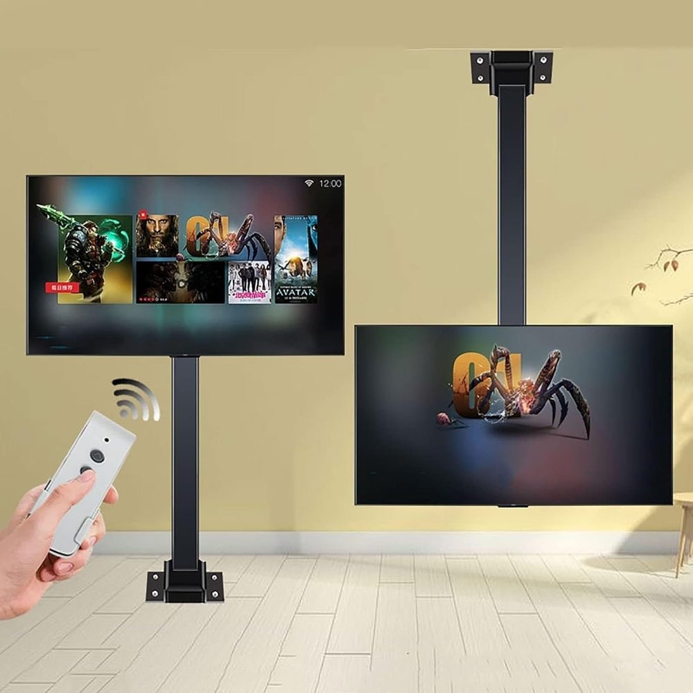 Ceiling Mount TV Stand, Electric TV Lifter with Remote Control and Memory for 32 to 70 TVs, Ceiling Mount TV Stand