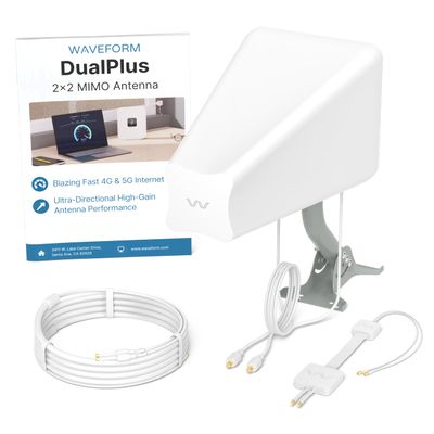 Waveform 2x2 MIMO Antenna: DualPlus Kit | for 4G/5G Routers & Gateways | for T-Mobile Home Internet, Verizon, AT&T | Complete Kit w/ 20 Cables & Adapters