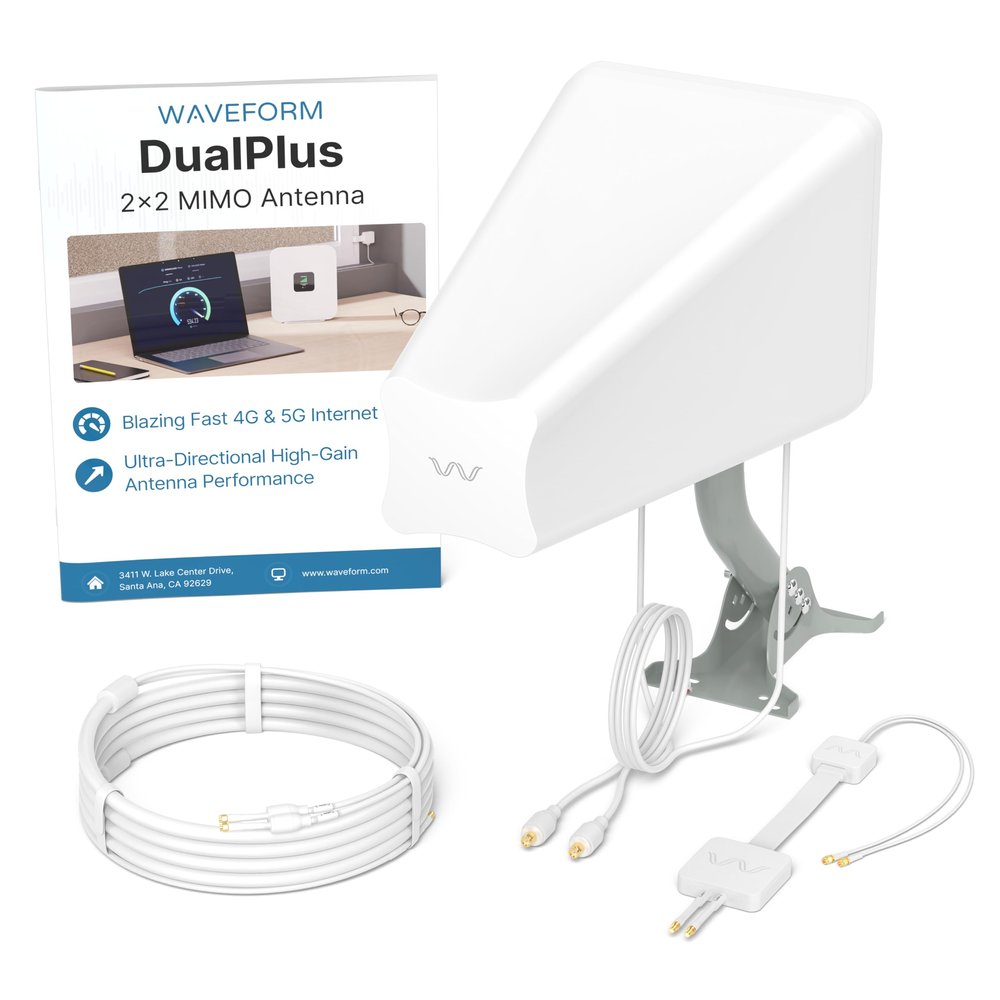 Waveform 2x2 MIMO Antenna: DualPlus Kit | for 4G/5G Routers & Gateways | for T-Mobile Home Internet, Verizon, AT&T | Complete Kit w/ 20 Cables & Adapters