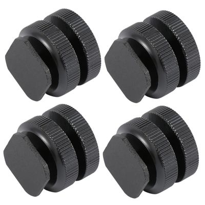 HOMSFOU 4pcs Aluminum Alloy Hot Shoe Mount Adapter Dual Layer Cold Shoe Mount Tripod Compatible for Led Lights Microphones Monitors Camera Accessory