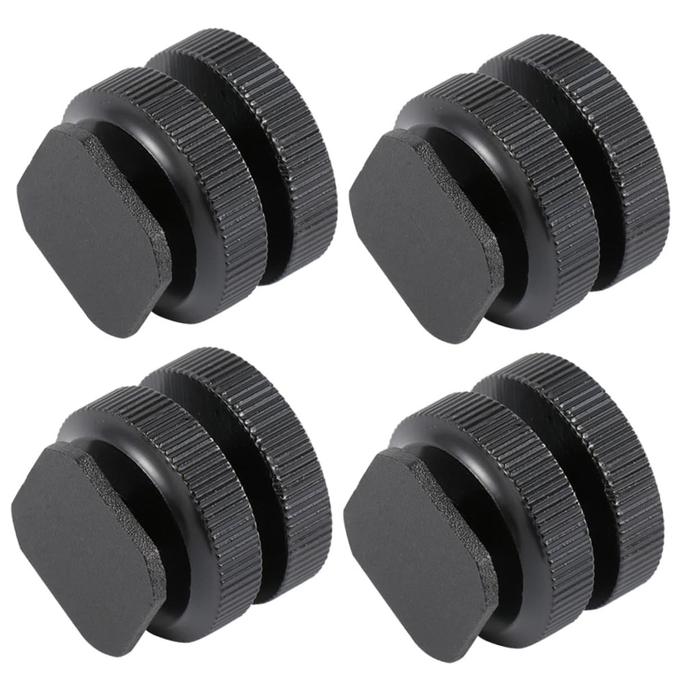 HOMSFOU 4pcs Aluminum Alloy Hot Shoe Mount Adapter Dual Layer Cold Shoe Mount Tripod Compatible for Led Lights Microphones Monitors Camera Accessory
