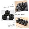 HOMSFOU 4pcs Aluminum Alloy Hot Shoe Mount Adapter Dual Layer Cold Shoe Mount Tripod Compatible for Led Lights Microphones Monitors Camera Accessory view 4