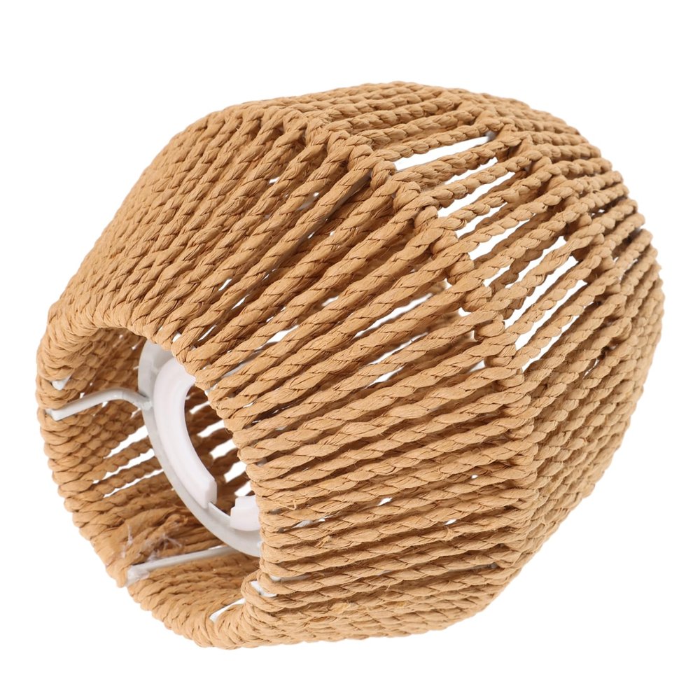 TOBBOMEY Boho Lamp Cover Paper Rope Lampshade Bedroom Modern Light Cover Woven Lampshade for Bulb Lamp