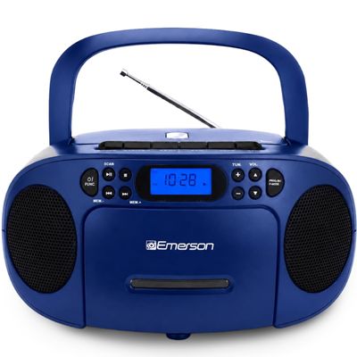 Emerson EPB-3003 Portable CD Cassette Boombox with AM FM Radio - Blue