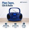 Emerson EPB-3003 Portable CD Cassette Boombox with AM FM Radio - Blue view 3