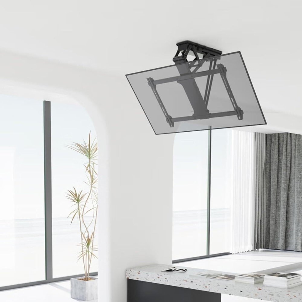 Adjustable Ceiling TV Mounting Bracket, 0-75 Flip Down, 90 Swivel Motorised TV Lift, TV Wall Bracket and Tilt Mounting Bracket for 32-75 TVs
