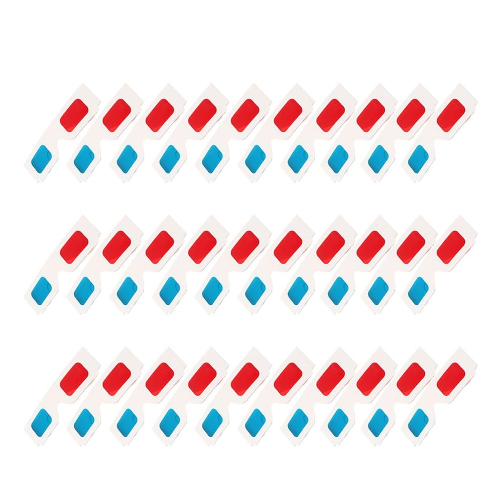 OSALADI 30pcs Glasses Anaglyph Lenses for Movies Videos and Publications Lightweight Cardboard Frames for Fun Viewing