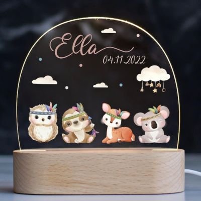Customizable Kids Night Light with Name & Date Ideal Gift for Baby Showers, Birthdays, Christmas, Nursery Dcor for Boys & Girls, Lamp Decoration Gifts for Daughter Son,Children's Bedroom Decorative