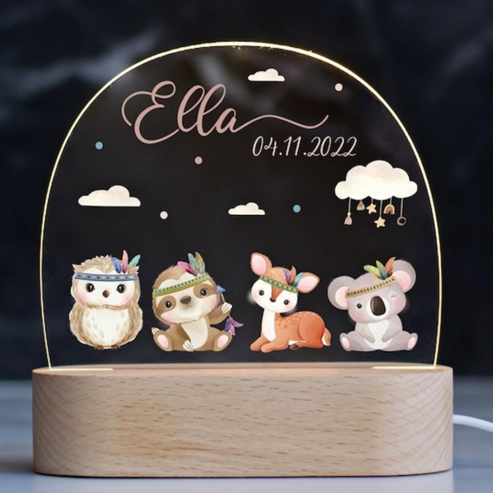 Customizable Kids Night Light with Name & Date Ideal Gift for Baby Showers, Birthdays, Christmas, Nursery Dcor for Boys & Girls, Lamp Decoration Gifts for Daughter Son,Children's Bedroom Decorative