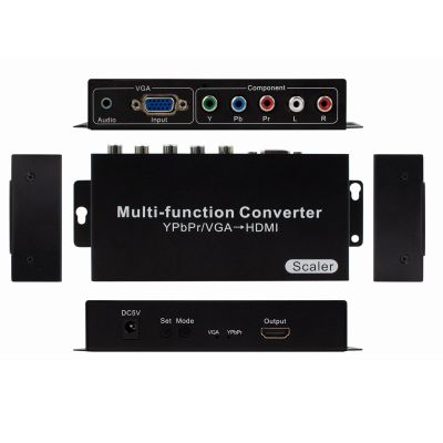 YPbPr RGB/ 5 RCA Component/VGA to HDMI Converter with Audio3.5mm- PC to HDMI,Support 1080p 60/50Hz,720p 60/50Hz Scaler Converter for PC Laptop Display Computer Projector