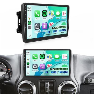 Rimoody 8Core 6G+128G Android Car Stereo Radio for Jeep Wrangler JK Commander Compass 2007-2018, Dodge Ram/Challerger, Wireless Carplay Android Auto GPS WiFi, 10.1 Inch Bluetooth 5.0 EQ Backup Camera