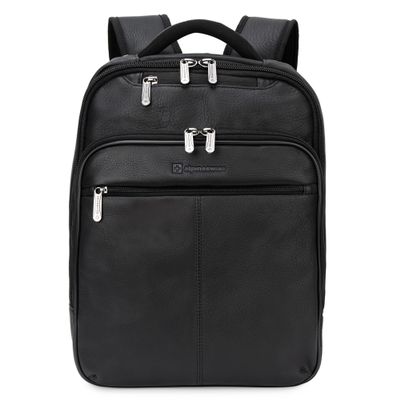 Alpine Swiss Olsen 13 Laptop Travel Backpack Genuine Leather Slim Business Travel Carry On Daypack Black