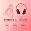 Falebare Bluetooth Headphones Over Ear, 6S Foldable Wireless Headphones with 6 EQ Modes, 40 Hours Playtime HiFi Stereo Headset with Mic, Soft Ear Pads, TF/FM for Cellphone/PC/Home (Red) view 2
