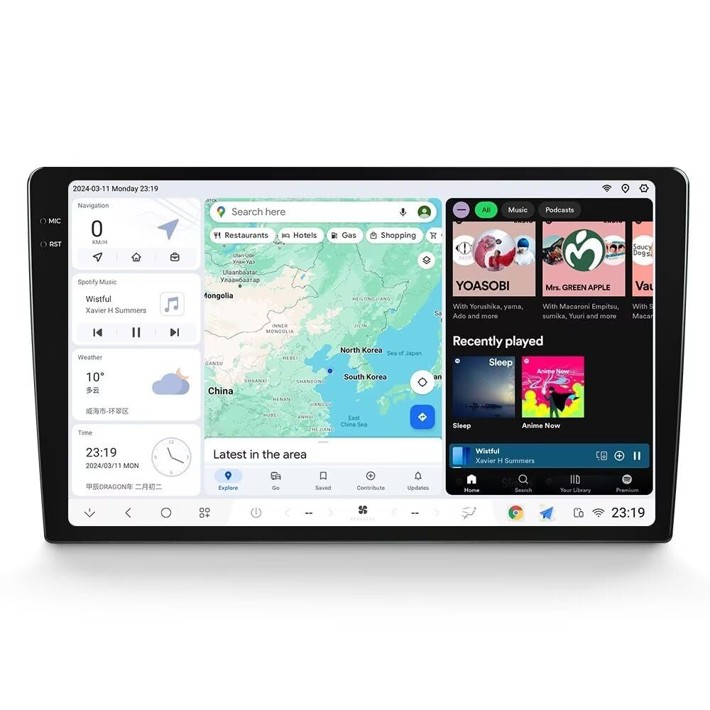 DUDUAUTO DUDU6 2K 2000x1200 9.5" Universal Car Radio Stereo Audio Player Built in Wirelss Wired Carplay/Android Auto 8 Core 6+64GB GPS Navi Head Unit