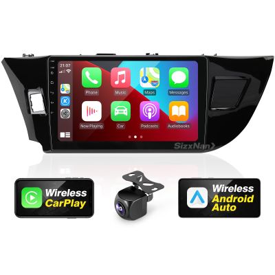 SizxNanv for Toyota Corolla 2014 2015 2016 Radio Compatible with Wirelessly Carplay Android Auto,Android Car Radio Stereo Bluetooth Navigation GPS WiFi FM/AM 8core 4GB+64GB Touchscreen Backup Camera