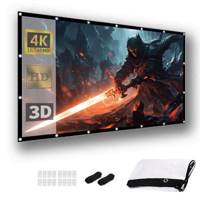 LIVCHLOE Portable Projection Screen 72-180 Inch 4:3 Projector Screen 16:9/Foldable/Anti-Crease, Double Sided Projection Screen for Indoor Outdoor Cinema Washable(180inch4:3)