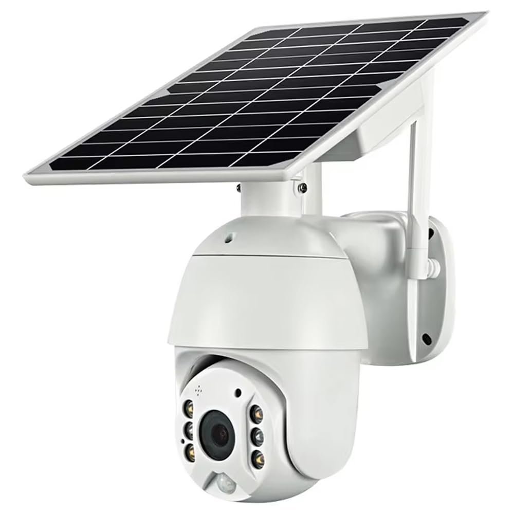 4K Outdoor Camera, with Solar Panel 1080P Pan Tilt Camera, IP65 Weatherproof 360 PTZ Camera W/Auto Tracking, PIR Motion Detection, 10X Zoom, Color Night Vision, for Living Room, Study Room, Hallway