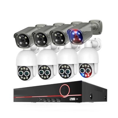 QDVOPHZA HD 8CH 4K 8MP Surveillance Camera System Dual Lens PTZ POE Camera 8X Zoom AI Human Detected CCTV Video Security Kit(None,8CH NVR 8 Camera)