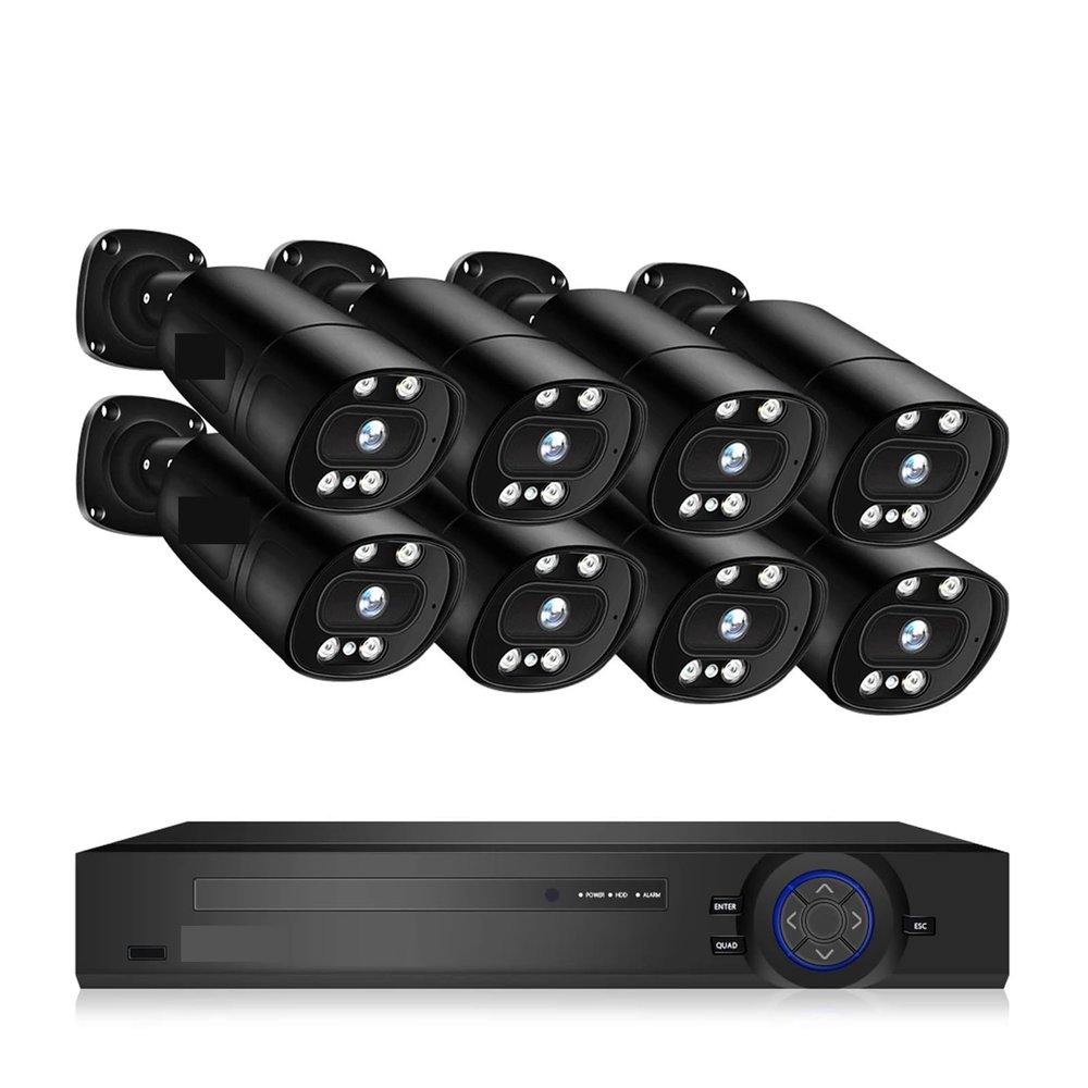4K 16CH Security Camerae System 5MP 8MP Two Way Audio CCTV Camera System AI P2P Video Surveillance Kit(None,16CH 8MP with 8 Cam)