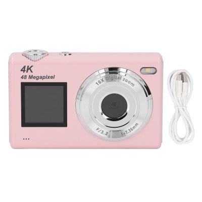 4K Digital Camera, Digital Point and Shoot Camera with 16X Zoom Anti Shake, 2.8 Inch HD Rear Screen, 1.4 Inch Front Screen, 13 Color Filters (Pink)