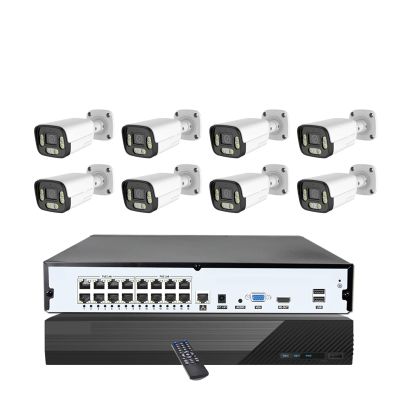 QDVOPHZA 16CH 4K Ai Human Detection 8MP Outdoor Two Way Audio Color Night Security Camera System Video Surveillance Kit(None,16CH NVR x 8PCS 4K)