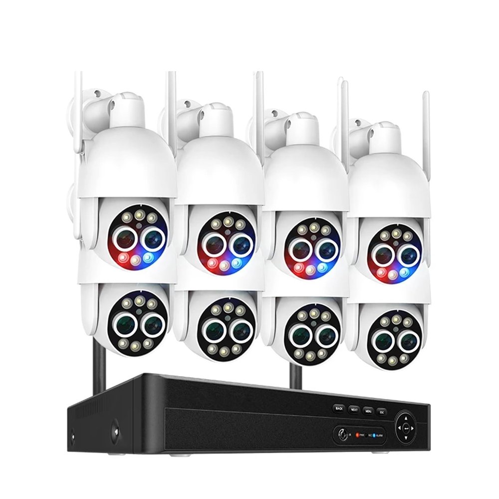 QDVOPHZA 8CH PTZ 8MP Dual Lens Wireless Surveillance Security System 8X Zoom Two Way Audio WiFi NVR Camera Kit Human Detect(None,8CH and 8 Cameras)