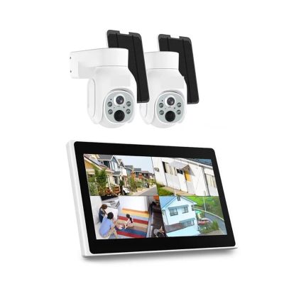 QDVOPHZA 10CH NVR CCTV Camera Set 4MP WiFi PTZ Solar IP Camera Security System Kit P2P Outdoor Wireless Surveillance System(500g,2PCS Camera System)