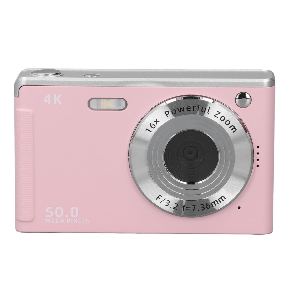 4K Digital Camera, Digital Point and Shoot Camera with 16X Zoom Anti Shake, 2.8 Inch LCD Screen, Support Face Recognition, AF Auto Focus, Mobile Flash Transfer (Pink)