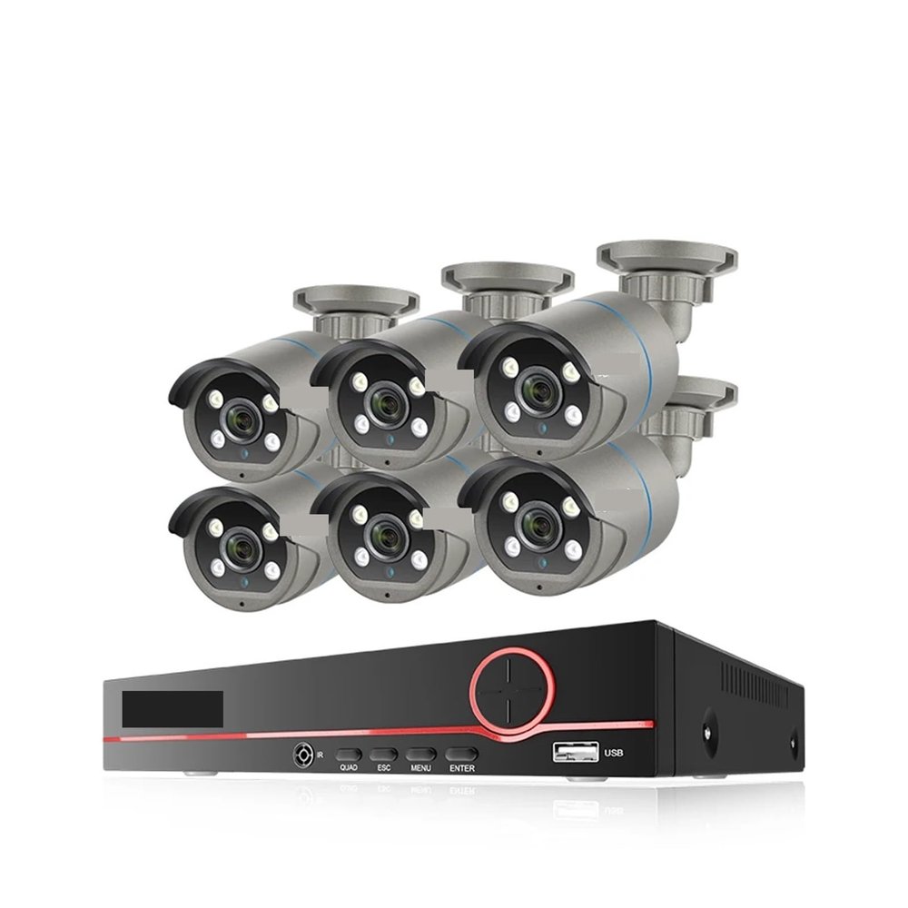 QDVOPHZA 8CH 4MP POE Security Camera System POE Kit P2P CCTV Surveillance Outdoor Audio Record Security IP Camera System(2T,8CH and 6 Camera)
