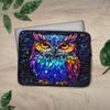 Protective Case Cover Bag for iPad (Regular, Air, Pro 9, 10, 11, 12, 13 inches) Stained Glass Art Cute Close Up Abstract Colorful Owl Bird Animal Flat Print Design Zippered Sleeve view 3