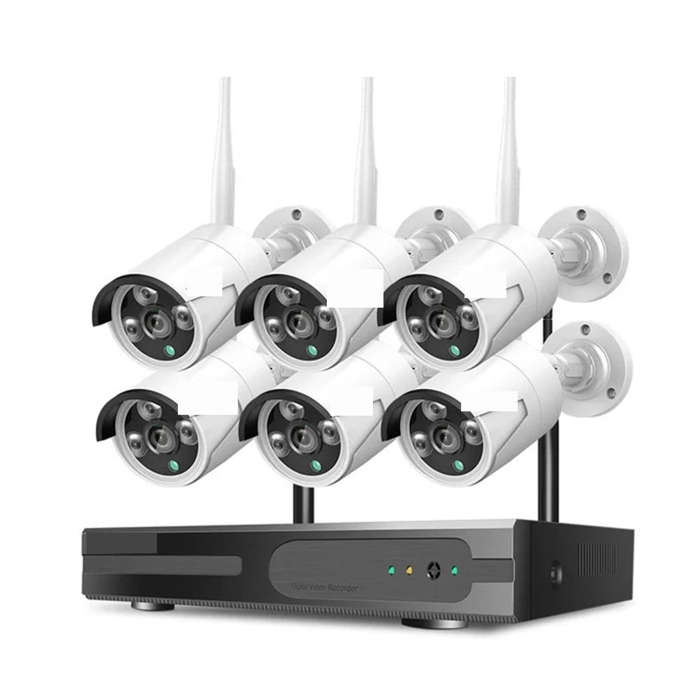 H.265 10CH NVR 5MP WiFi Video Surveillance Camera System Human Detection P2P Night Vision IP Camera Bullet Camera Kit(None,5MP 10CH NVR 6 Cams)