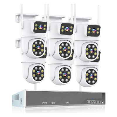 QDVOPHZA 4MP Wireless Dual Lens Camera Security System Kit Two Way Audio PTZ WiFi IP Security Camera 16CH NVR Surveillance System(None,16CH 4MP with 8 PTZ)